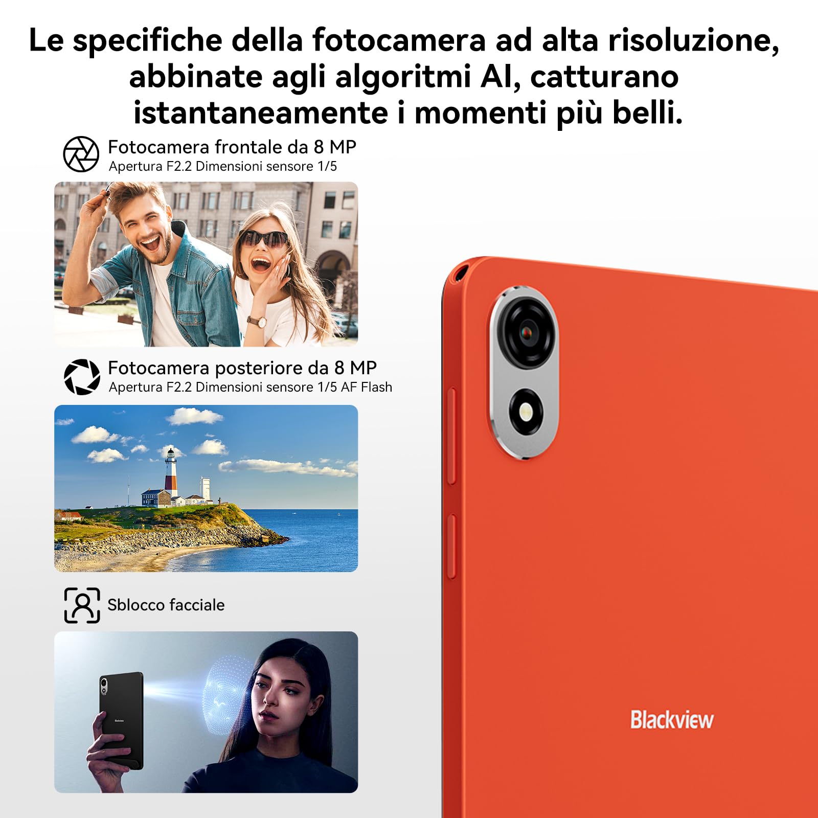 Blackview ZENO 1 8 pollici Tablet Android 15 90Hz 800x1280 - Ultra leggero&compatto Gaming, T615 8 core AI Chip, 18GB RAM+256GB ROM(2TB TF)/4G LTE+WiFi5G/Face ID/6000mAh/8MP+8MP/Widevine L1/BT5.2/GMS