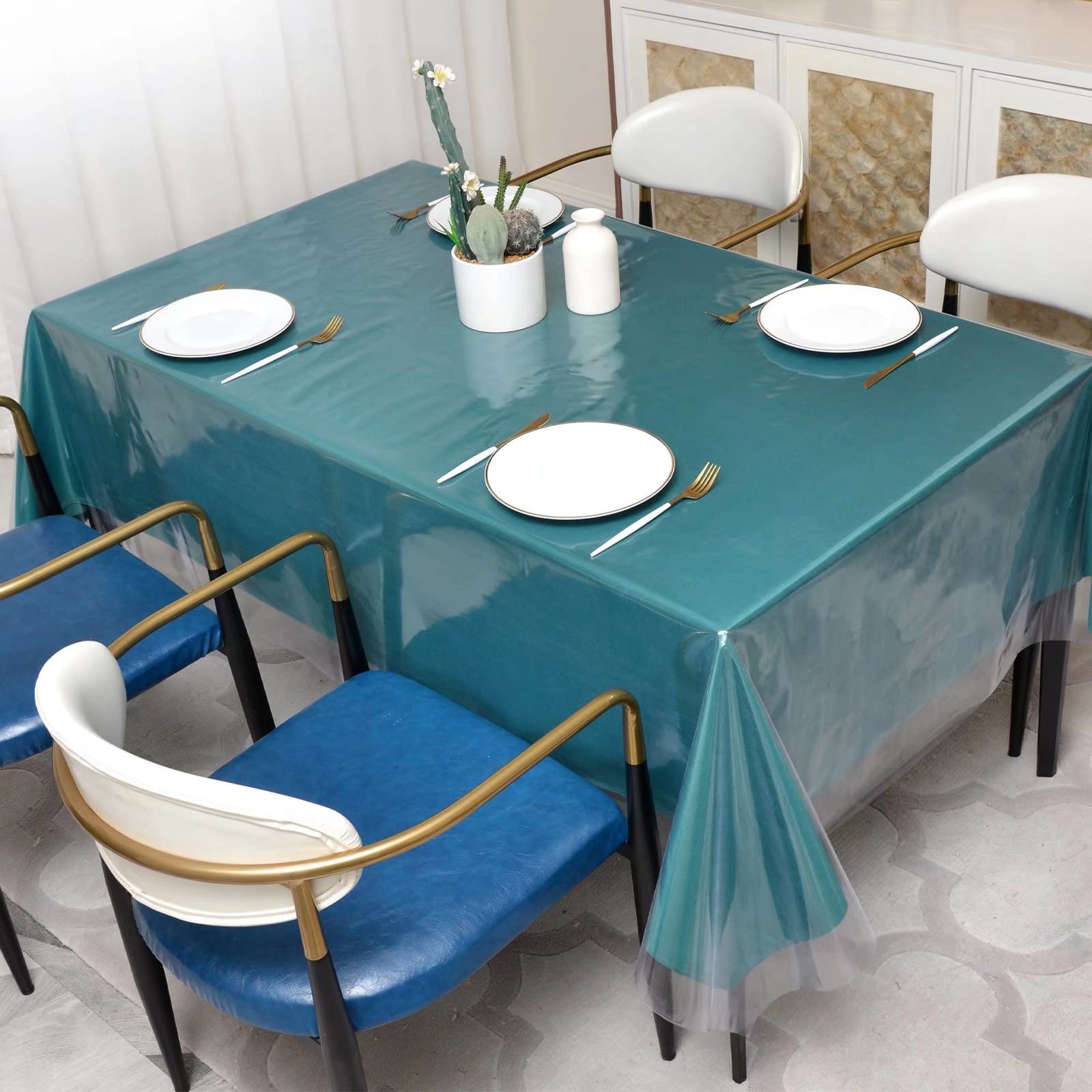 Tovaglia In PVC Impermeabile Romanstile 152x305 Cm Giallo - Antimacchia E Anti Olio, Facile Da Pulire, Per Cucina E Feste