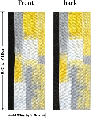 Miniatura 2 de Pardick Juego de 2 fundas para manija de puerta de refrigerador, color amarillo, pintura abstracta moderna, lavable, lavavajillas, Mocrowave,