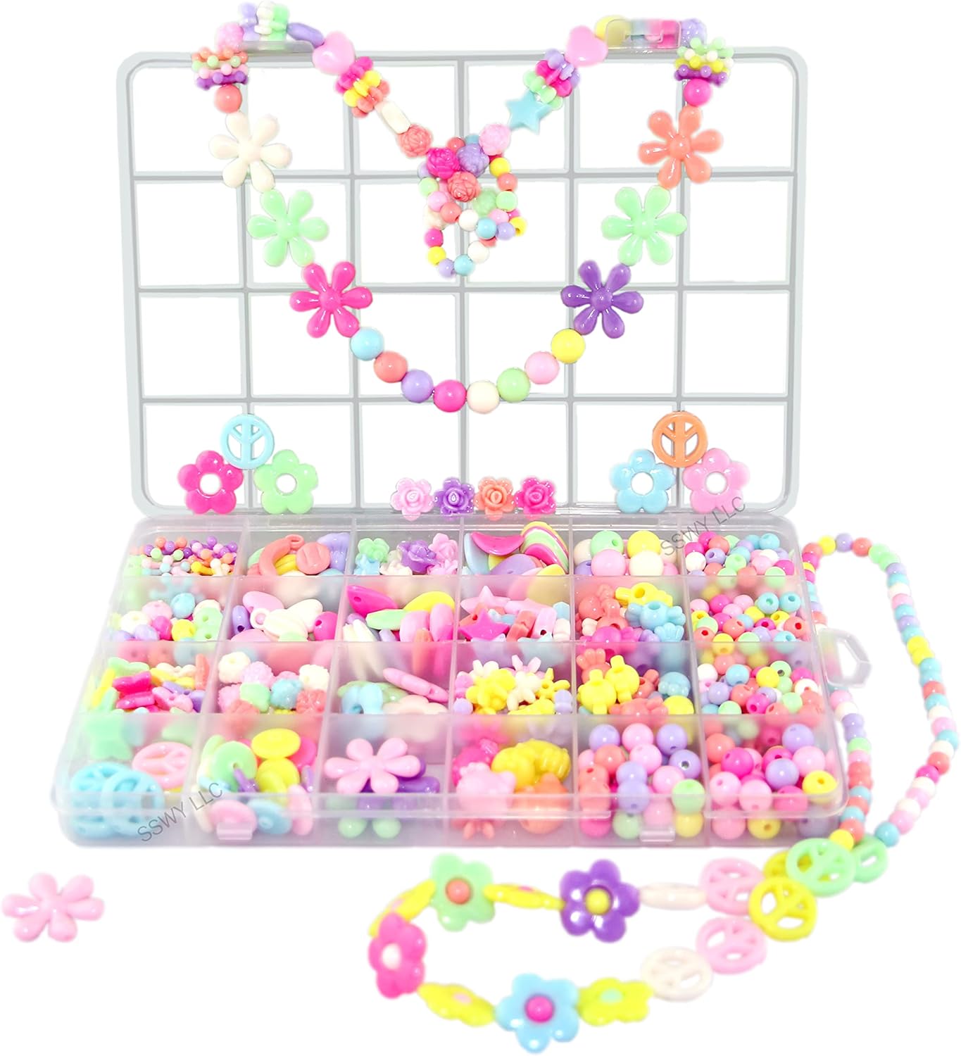 DAZZLINGKIT Jewelry Making kit Beads for Bracelets Making kit for Girls. 500+ Pieces Variety Shapes and Colors Perfect Toys for Girls Kids Age 6+