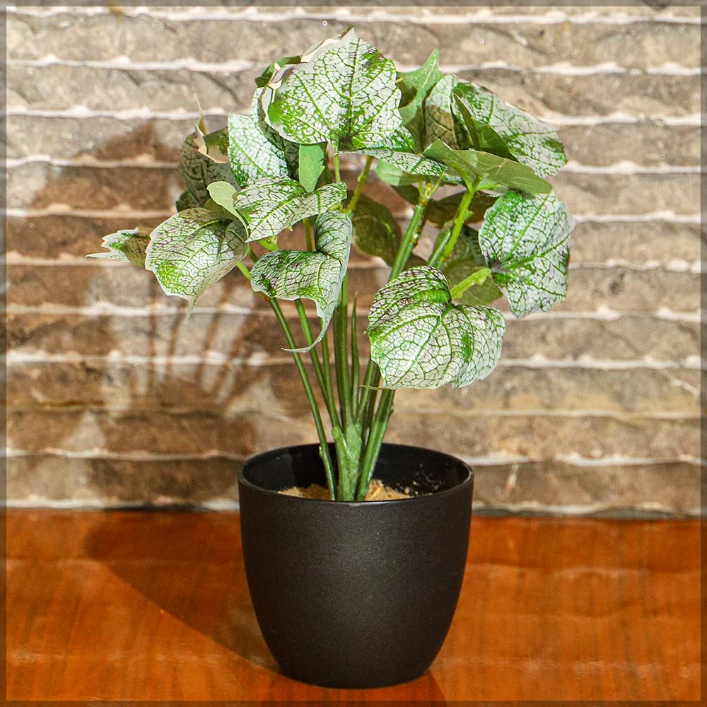 YATAI Pack of 2 Verdant Caladium-Inspired Plant, Artificial Plants with Pots, Lush Green Leaves with Natural Patterns, Eco-Friendly & Maintenance Free Fake Plants, Everlasting Greenery for Home Office
