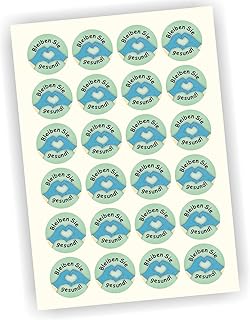 Play Too 24 Aufkleber Etiketten Bleiben Sie gesund Herz 40mm