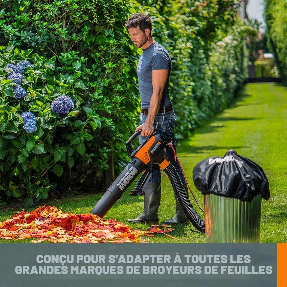 Worx LeafPro WA4058 Système de Collecte de Feuilles Universel pour Toutes Les Grandes Marques de soufflage/aspirateur