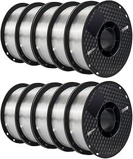 Filamento PETG PLA de 22 libras, filamento for impresora 3D, 10 rollos, 1KG, 1,75 MM, inodoro, ecológico, buena resistencia, Color mezclado(10 KG PETG Transpare)
