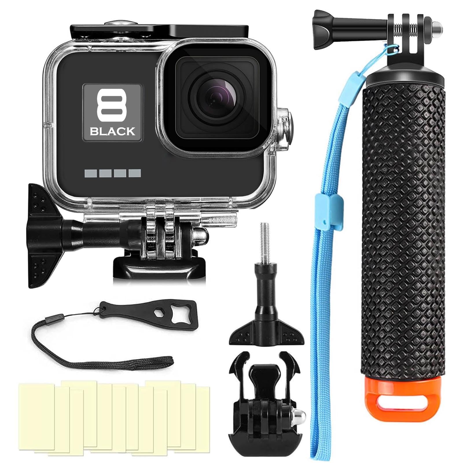 BO&DQQ Compatible for Go Pro Hero 8 Black Waterproof Housing Case 60M/196FT Protective Underwater Diving Case Shell with Cameras Handle Mount