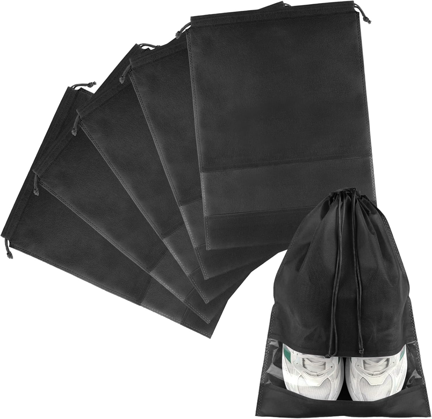 COIDEA Shoe Bags for Travel, 5 Pcs Large Black Travel Shoe