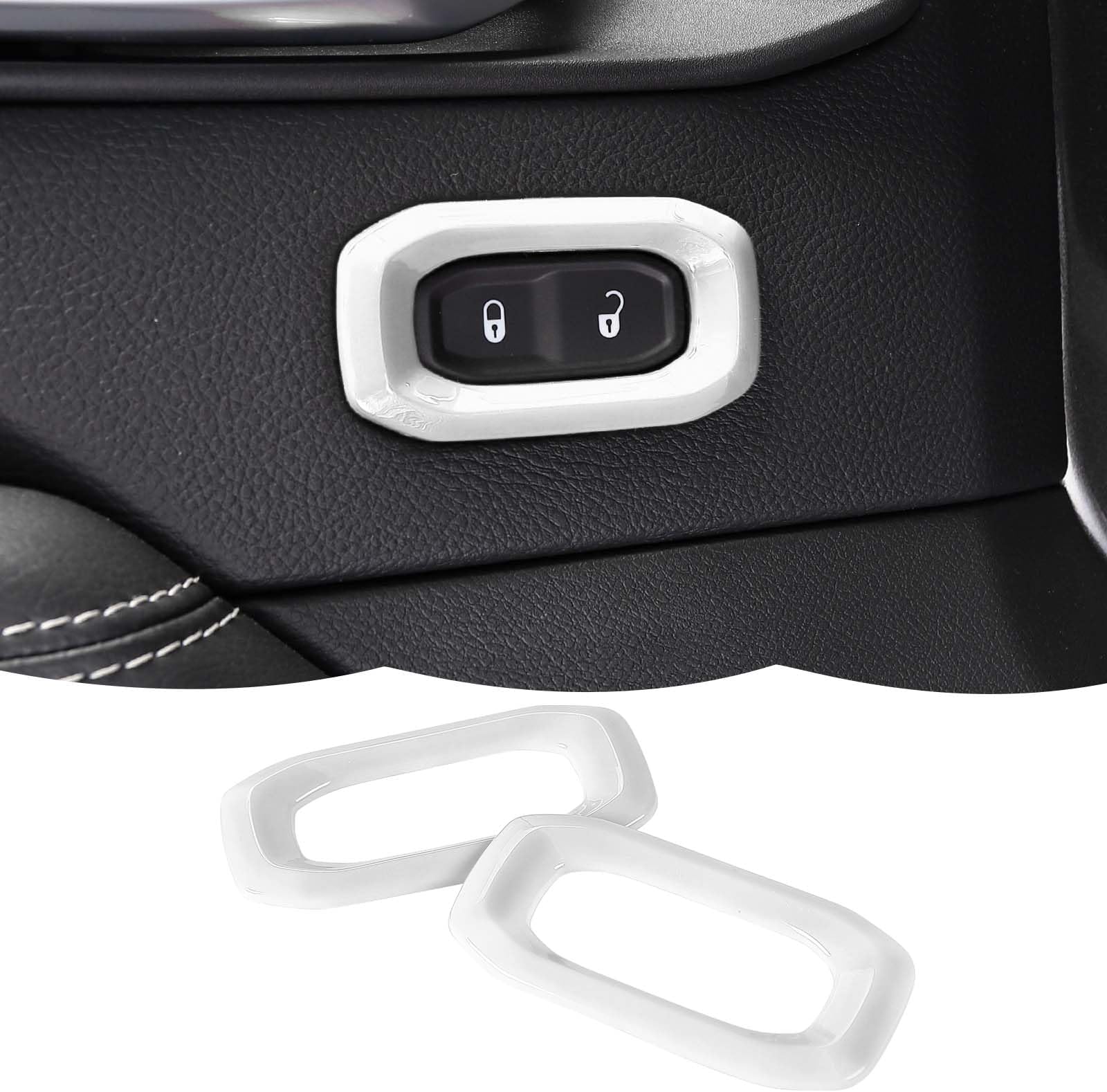 RT-TCZ Interior Door Lock Switch Cover Trim Frame Decoration Interior Accessories Compatible with Jeep Wrangler JL JLU & Gladiator JT 2018-2023,White