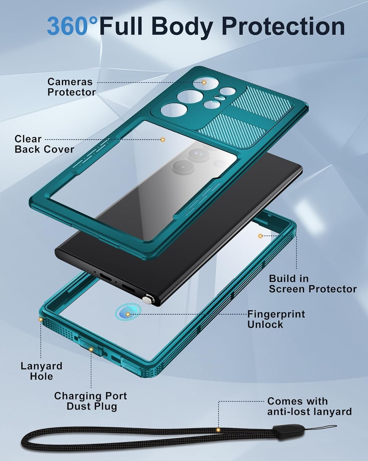 for Samsung Galaxy S23 Ultra Waterproof Case, [IP68 Water Proof] [Built-in Screen Protector], Magnetic Heavy Duty Military Grade Rugged Phone Case for S 23 Ultra 6.8", Teal