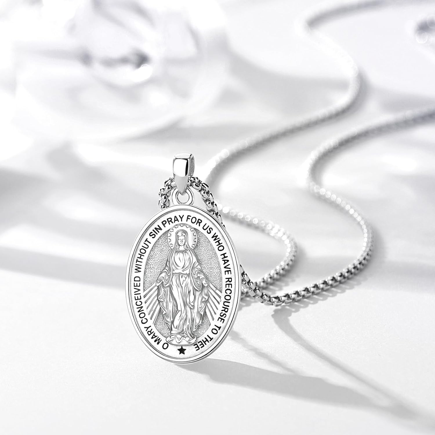 Saint Necklace 925 Sterling Silver Saint Michael/Christopher/Virgin Mary/Raphael/Anthony/Joseph/Benedict/Francis/Jude/Patrick/Peregrine Necklace Religious Amulet Medal Patron Saint Jewelry for Men with Gift Box - Image 4