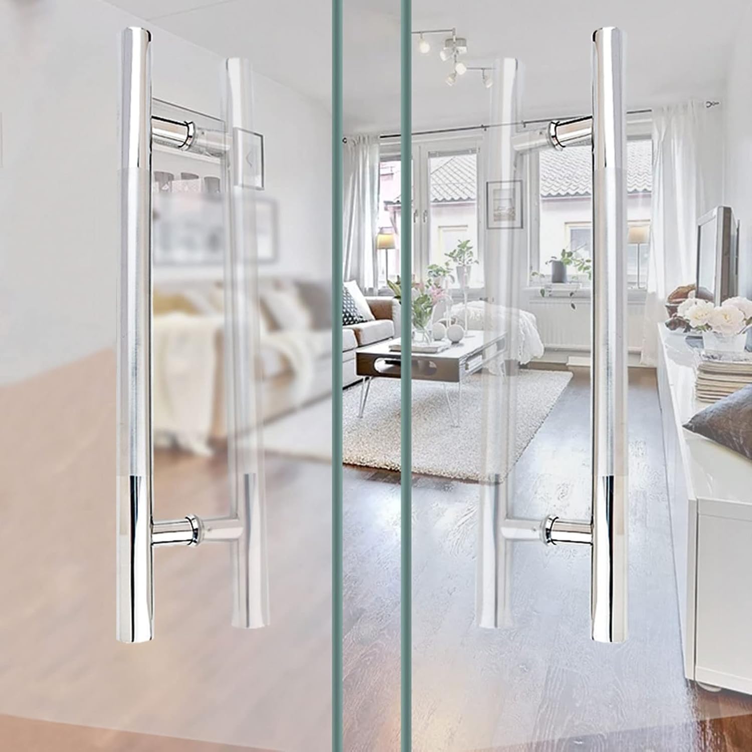 Adjustable Pull Push Door Handle Set - Universal Fit for Shower, Kitchen, Barn & Garage, Easy Installation for Glass & Wood Gates