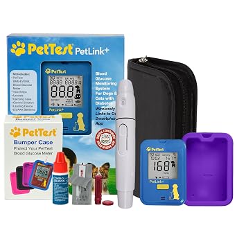 PetLink Expert Pet Glucose Monitoring Kit & Purple Bumper Case for Dogs & Cats, with PetLink Glucose Meter, Silicon Case, Test Strips, Lancing Device, Lancets & More