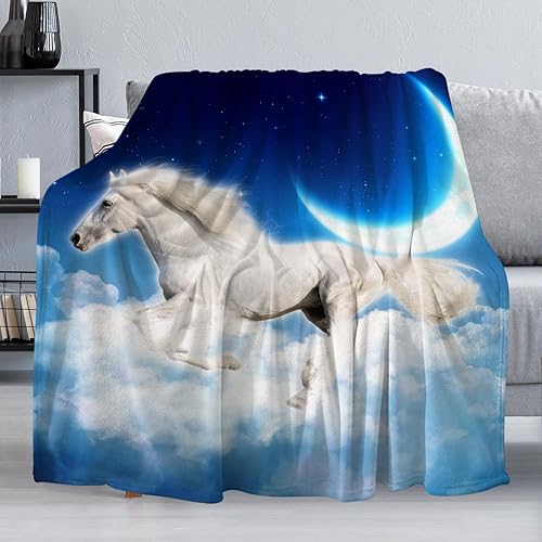 Manta de forro polar de 50 x 60 pulgadas, suave, acogedora y cálida, manta de franela de felpa, ligera manta de luna estrellada para sofá, cama,