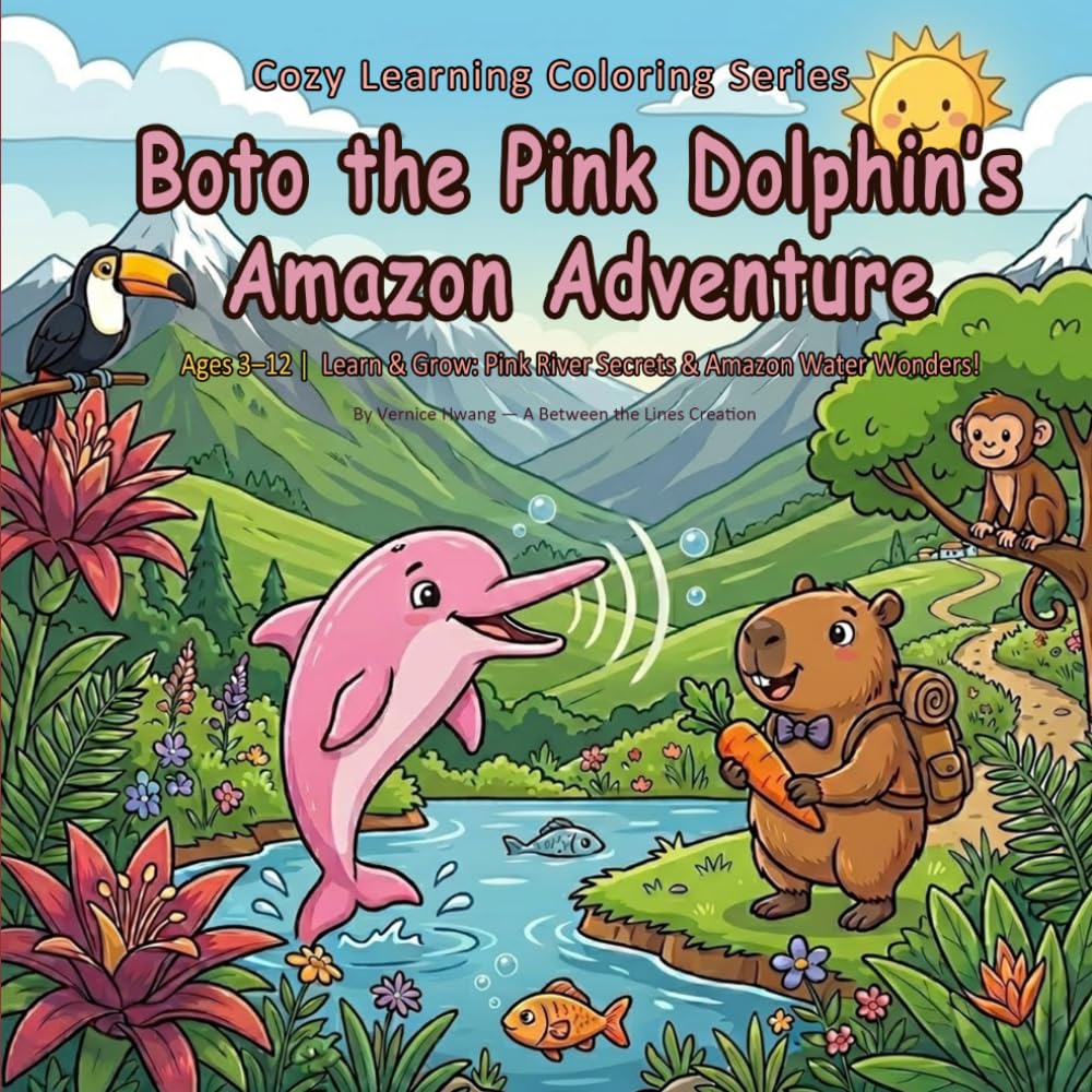 Boto the Pink Dolphin’s Amazon Adventure: Ages 3–12 | Learn & Grow: Pink River Secrets & Amazon Water Wonders! (Cozy Learning Coloring Series)