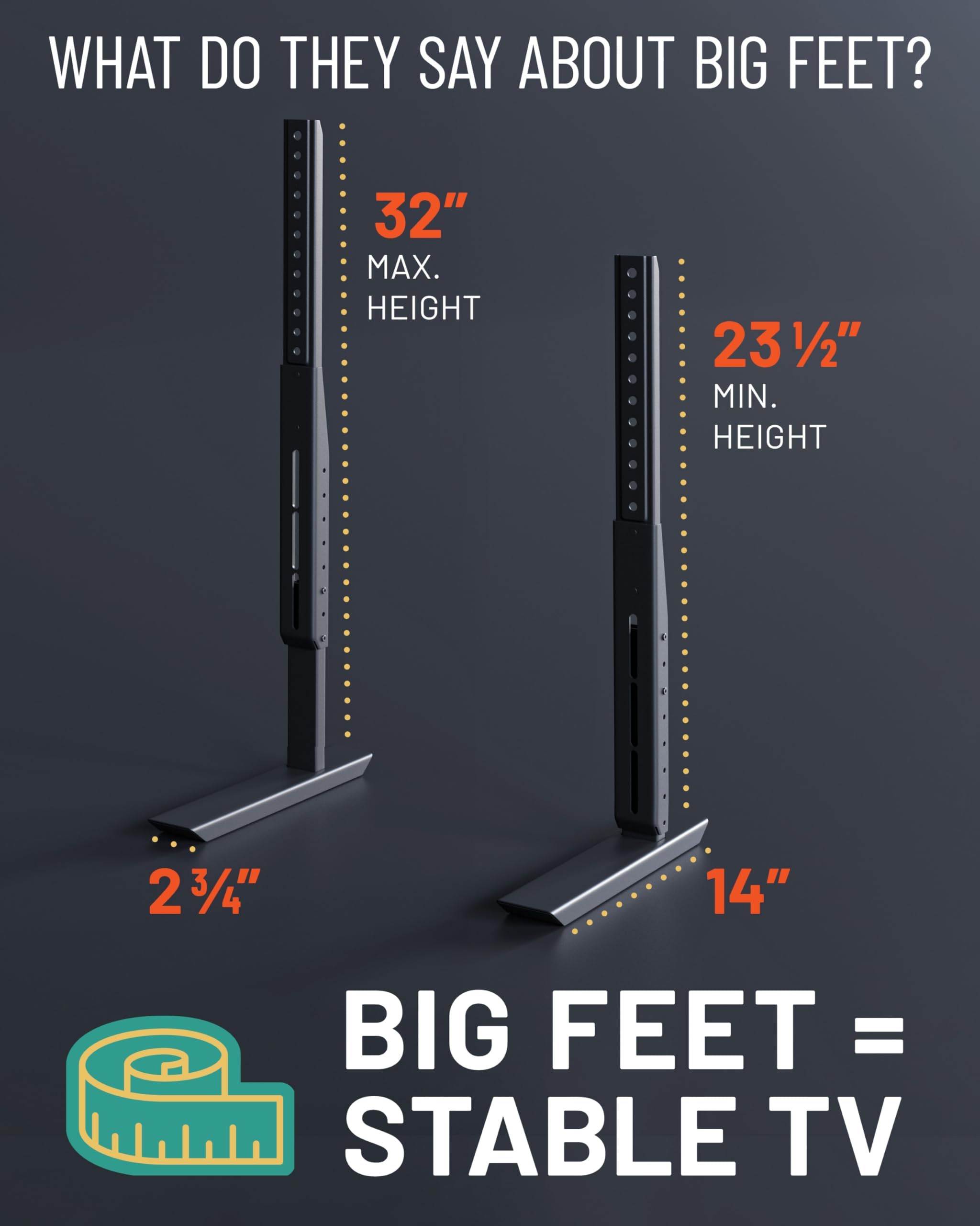 ECHOGEAR Universal TV Stand for 49-77” TVs up to 100lbs, Adjustable Height — Amazon image 8