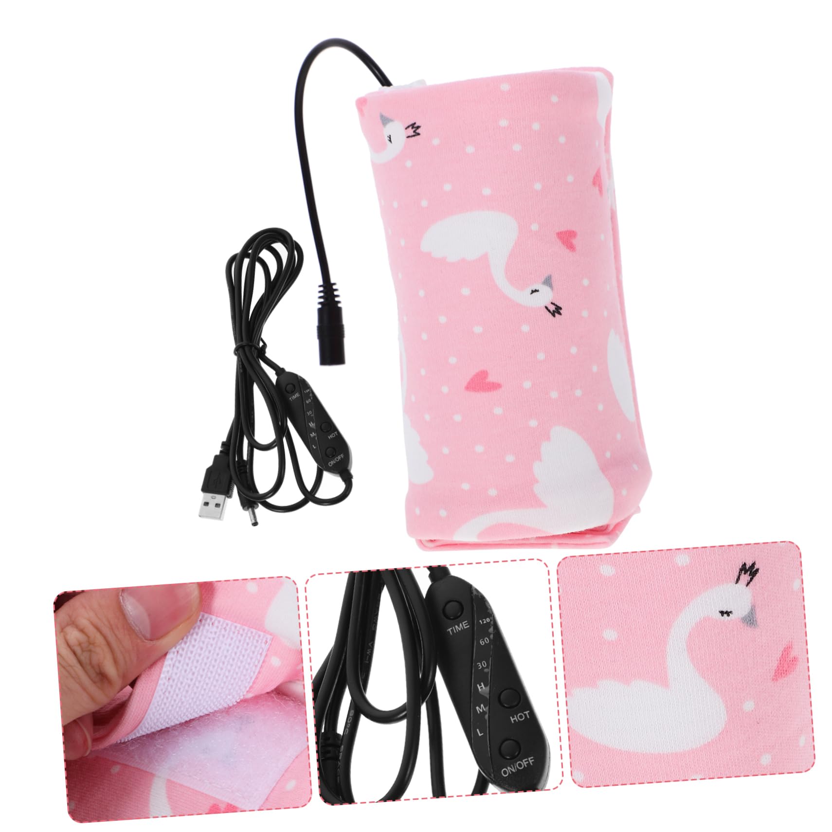 2 Pezzi Copertura isolante bottiglia termico tenere la borsa al caldo scaldabiberon portatile manica calda per biberon coperchio riscaldato per biberon cotone rosa