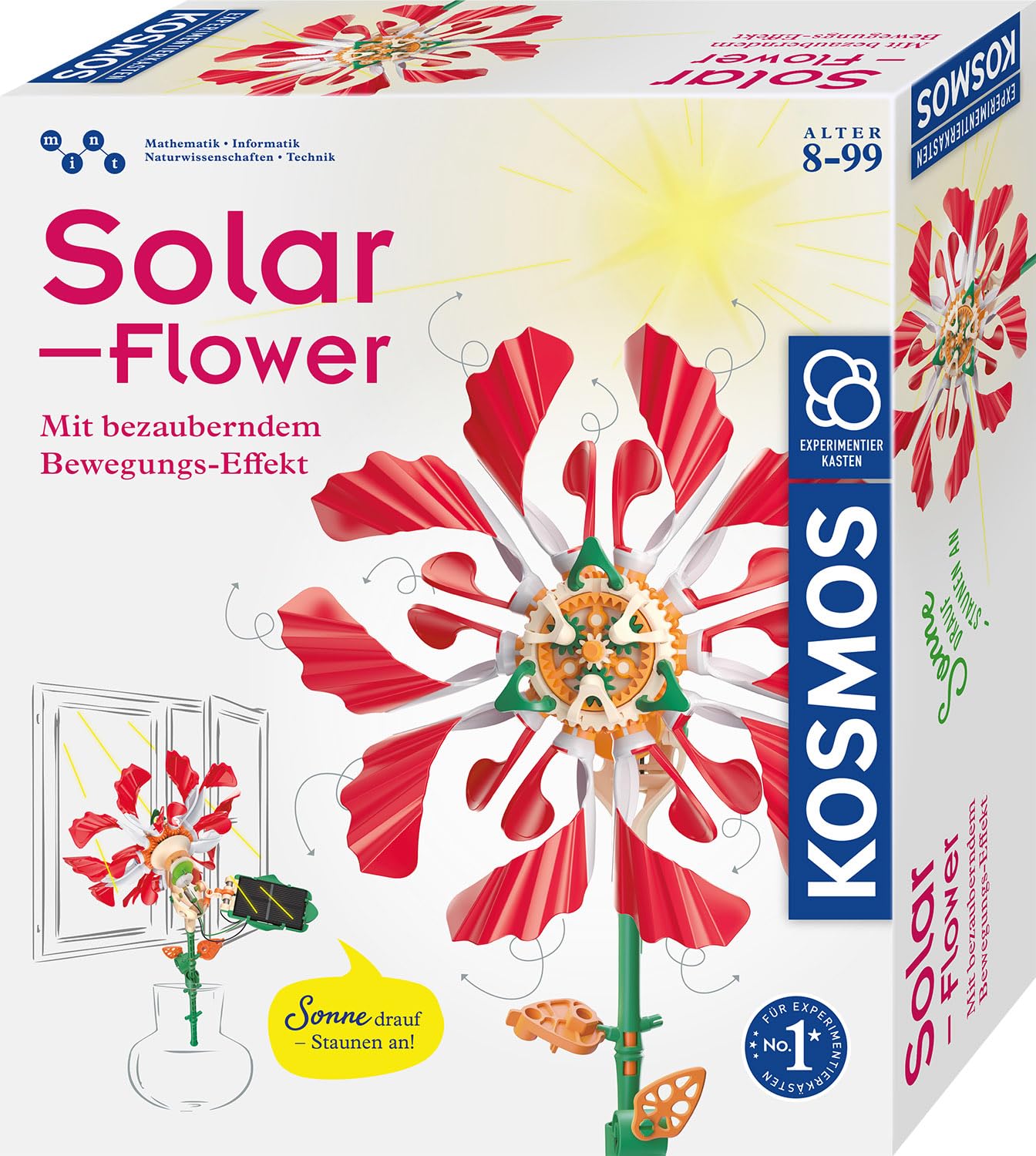 Kosmos 621476 Solar-Flower, rotierende Blütenblätter, Bewegungs-Effekt durch Solarzellen Motor und clevere Mechanik, Experimentierset für Kinder ab 8 Jahre, DIY, Sonnenenergie