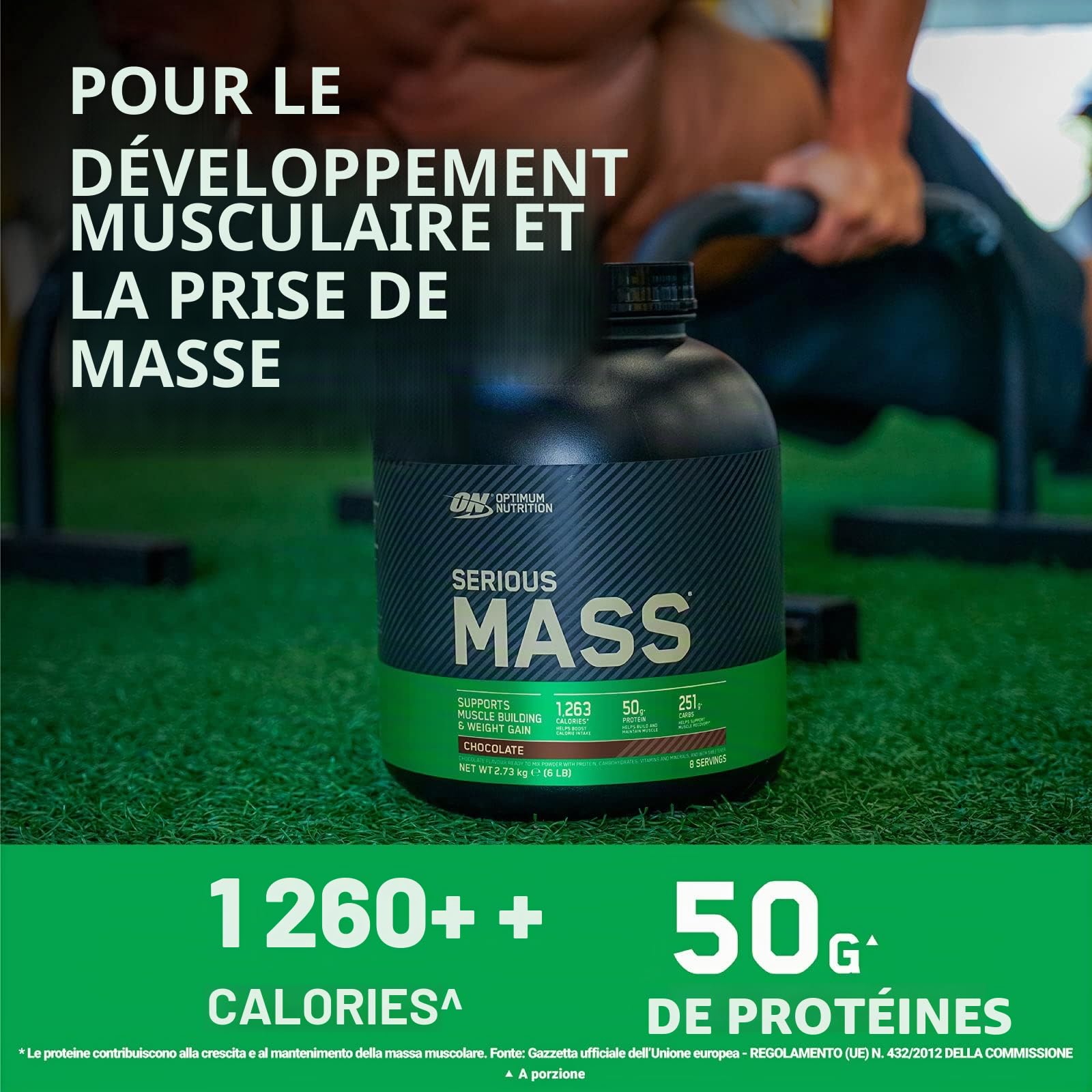 Optimum Nutrition Serious Mass Gainer Protéines de Lactosérum en Poudre pour la Masse Musculaire avec Créatine Glutamine et Vitamines Goût Vanille 2,73kg 8 portions + shaker