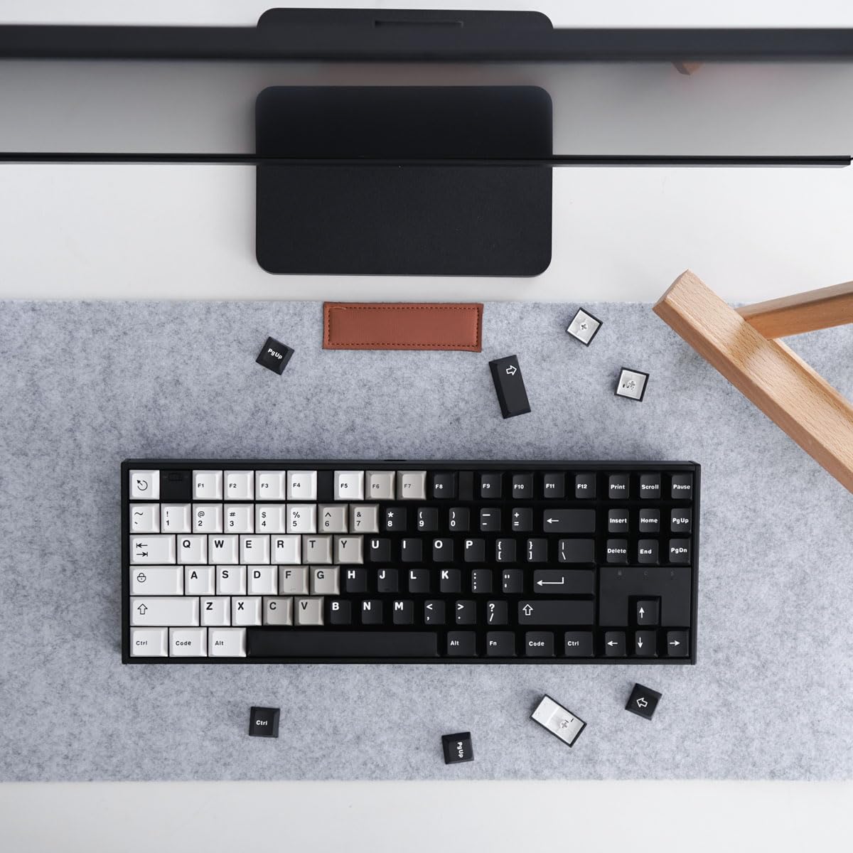 mintcaps Double Shot Keycaps, White Black Keyboard Caps Set Cherry Profile, Custom Mechanical Keycaps 121 Keys for 60 75 100 Percent Keyboard