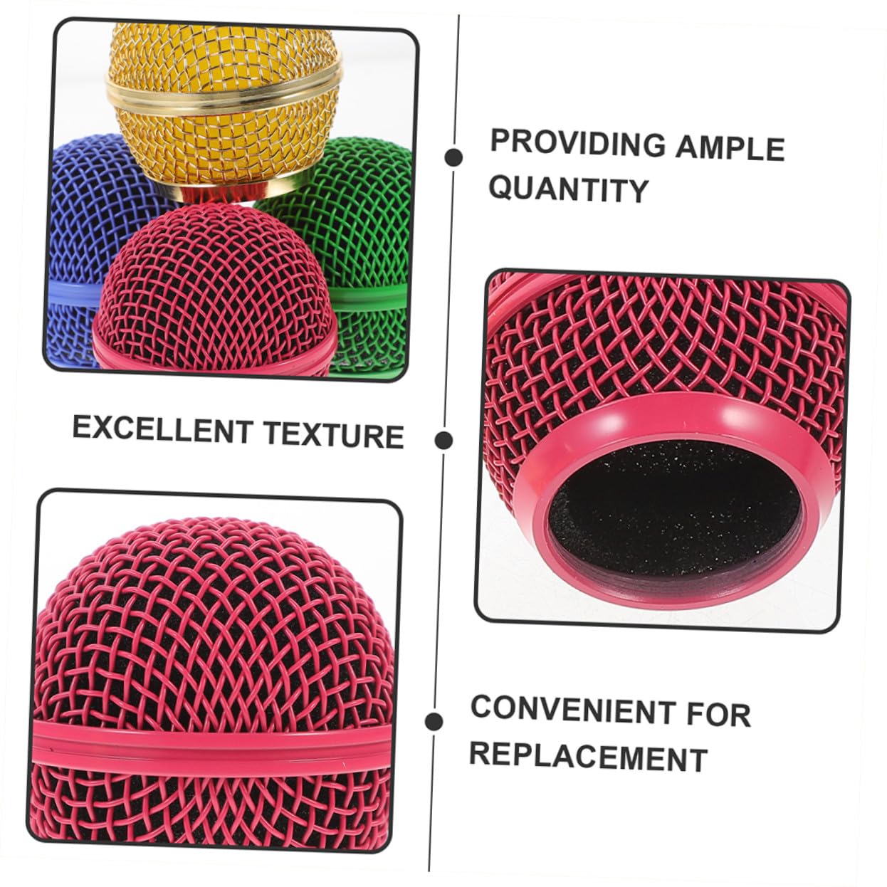minkissy 8 Piezas de Cabezal de Rejilla Metálica para Micrófono, Repuesto de Malla Esférica en Colores Oro, Rosa, Verde y Azul, Compatible para Grabación y Uso Profesional