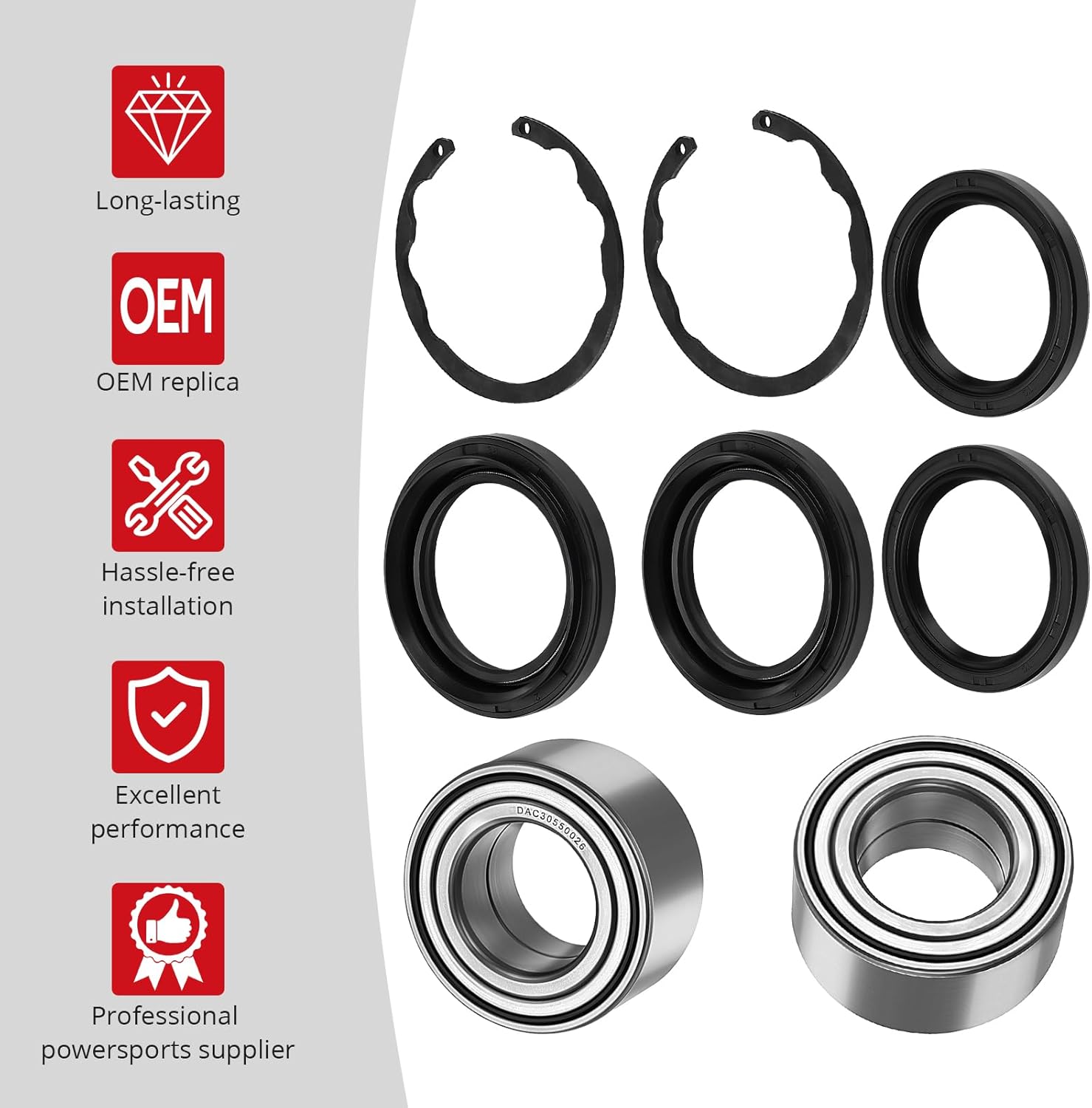 JAVIK Front Wheel Bearings & Seals Kit Fit for Kawasaki Prairie 300 KVF300 Prairie 400 KVF400 2x4 4x4 Bayou 300 KLF300 Bayou 400 KLF400,OEM#92045-1222
