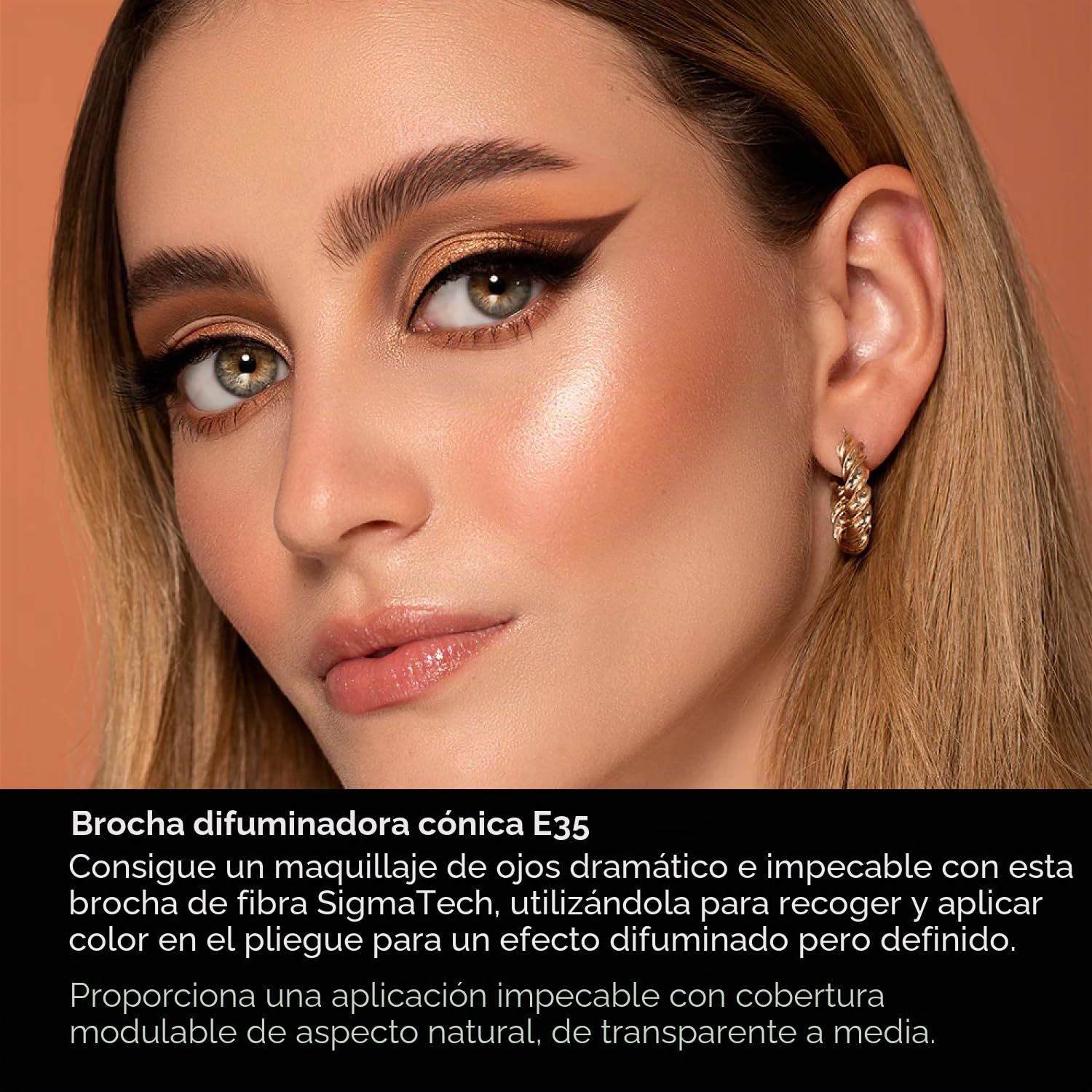 Sigma Beauty E35 - Pincel para sombra de ojos (aplicador de sombra de ojos, cejas, maquillaje y corte de pliegues)