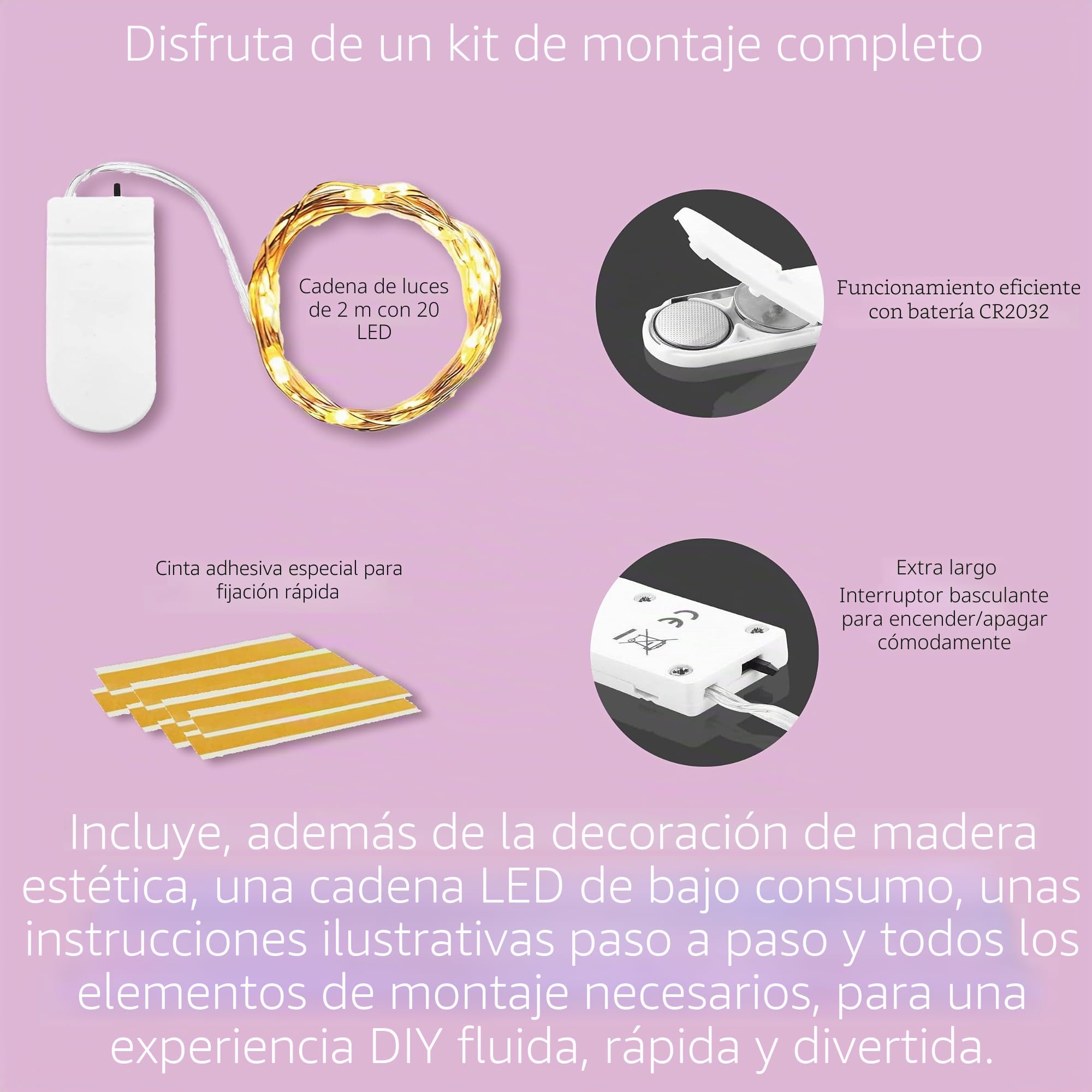 Namofactur Lámpara de pared DIY estilo murciélago Batman | Luz decorativa y nocturna | Para salón y habitación infantil | De madera MDF | Funciona con baterías
