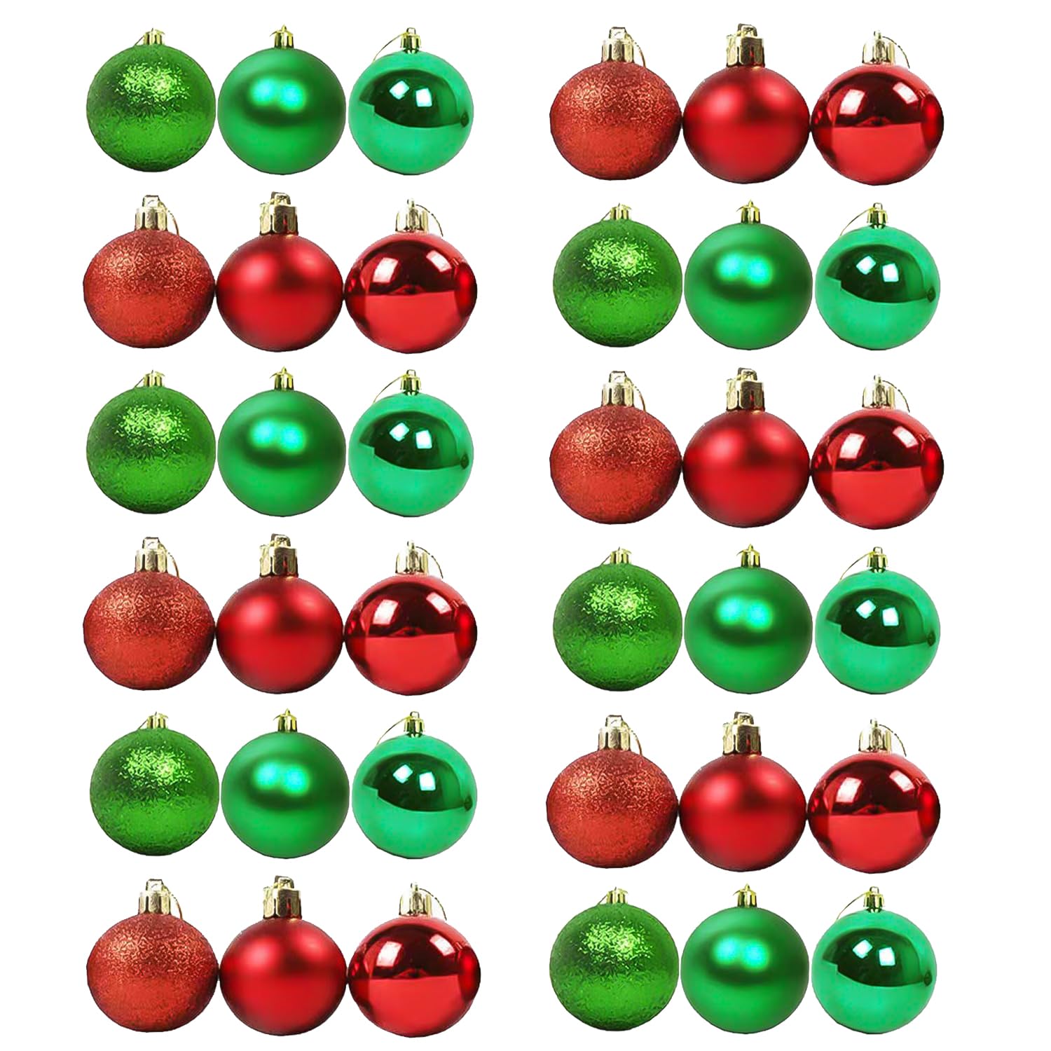 Nereds 36pcs Baubles Ornaments Red Green Christmas Tree Decorations Hanging Tree Balls Pendants for Christmas Party Decorations (red,green)