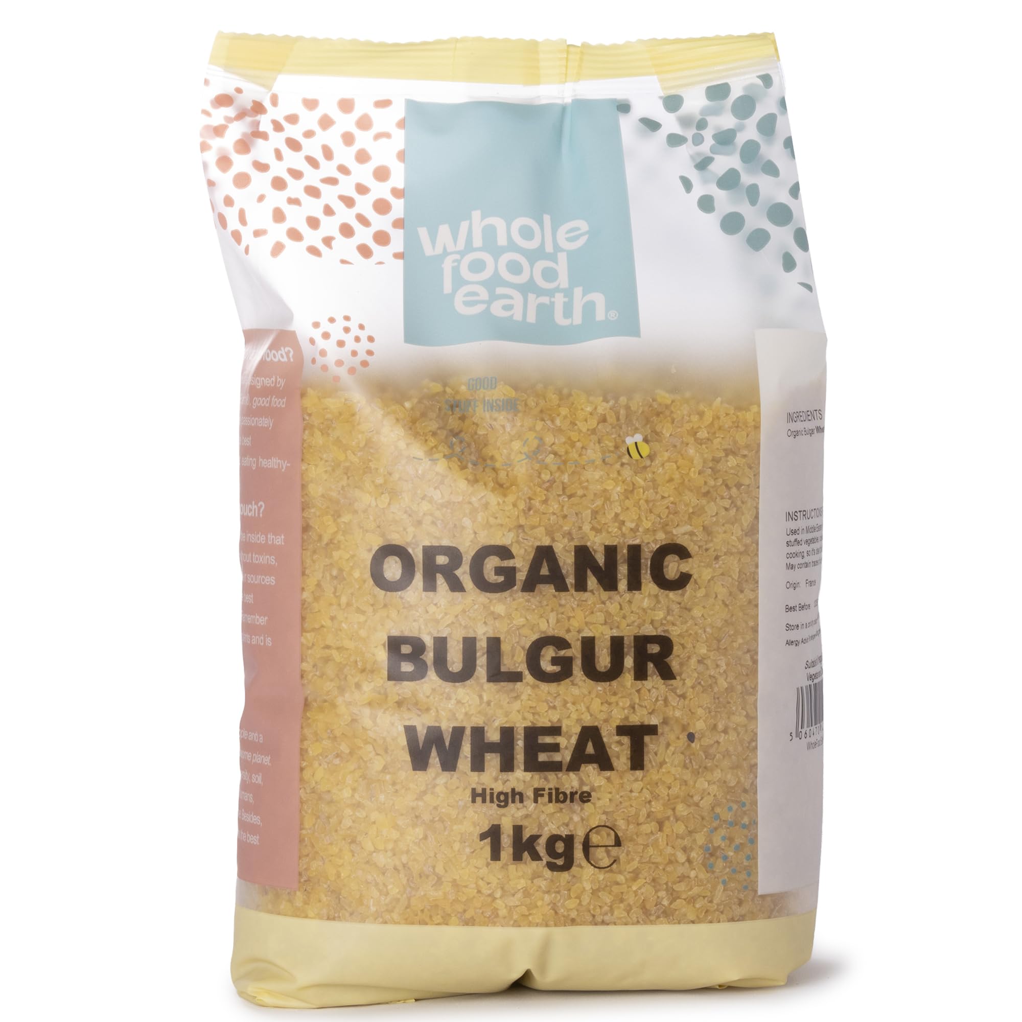 Wholefood Earth Organic Bulgur Wheat – 1 kg | GMO Free | Vegan | High Fibre | Certified Organic