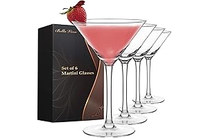 Set of 6 Martini Glasses Tall Cocktail Drinking Set