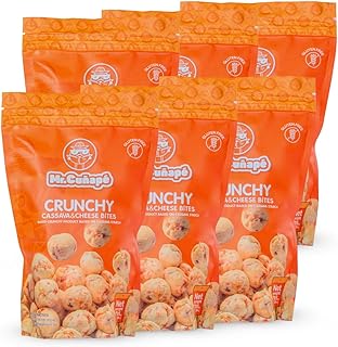 Mr.Cuñapé™ Crunchy Cassava & Cheese Bites – Latin Cheese Bread Snack – Pão de Queijo, Chipa, Pandebono, Pan de Yuca | Gluten-Free, Vegetarian, Crunchy Cheese Snack, 7.05 oz. (200 g.) Doy Pack (Pack of 6)