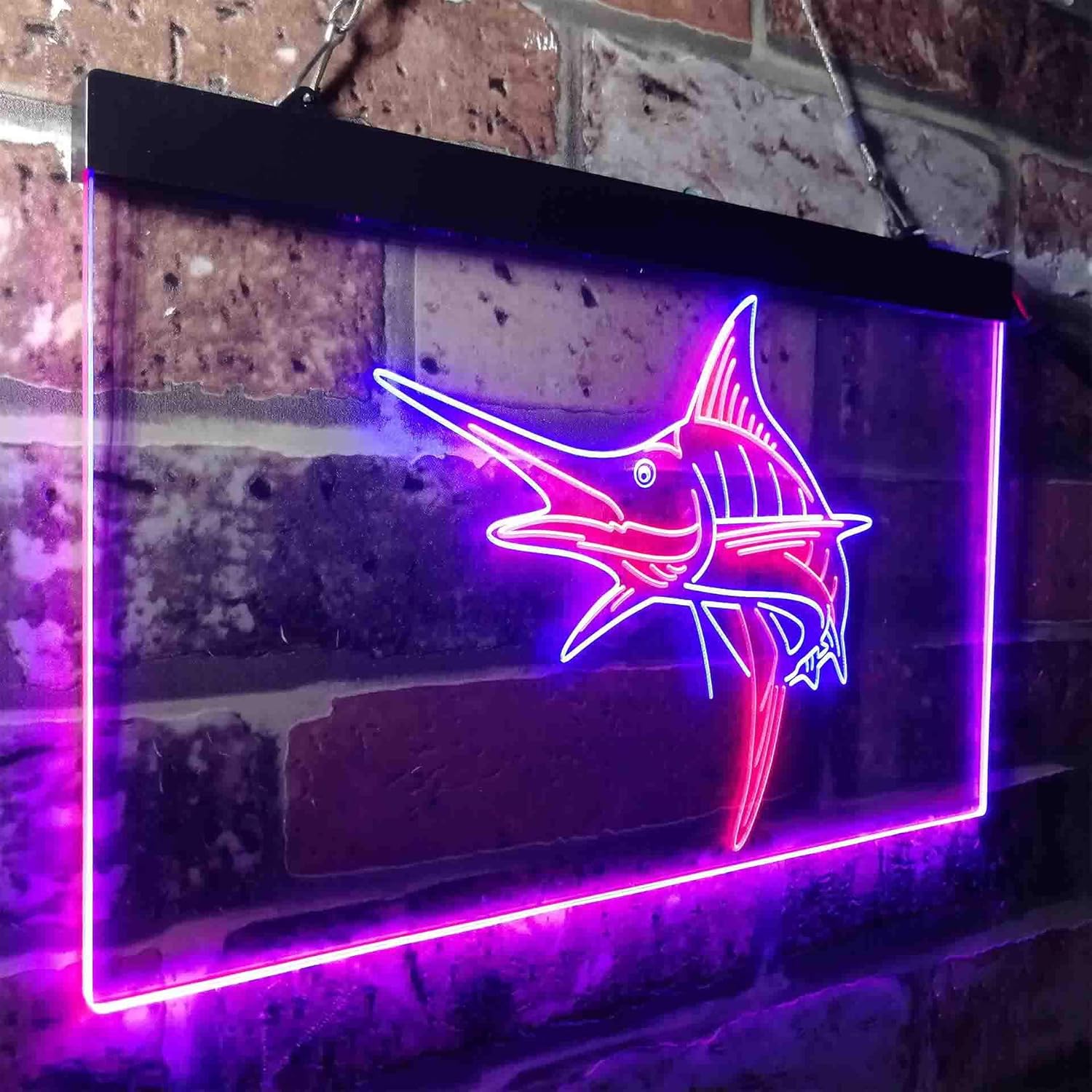 ADVPRO Marlin Fish Room Man Cave Dual Color LED Neon Sign Blue & Red 24 x 16 Inches st6s64-i3723-br