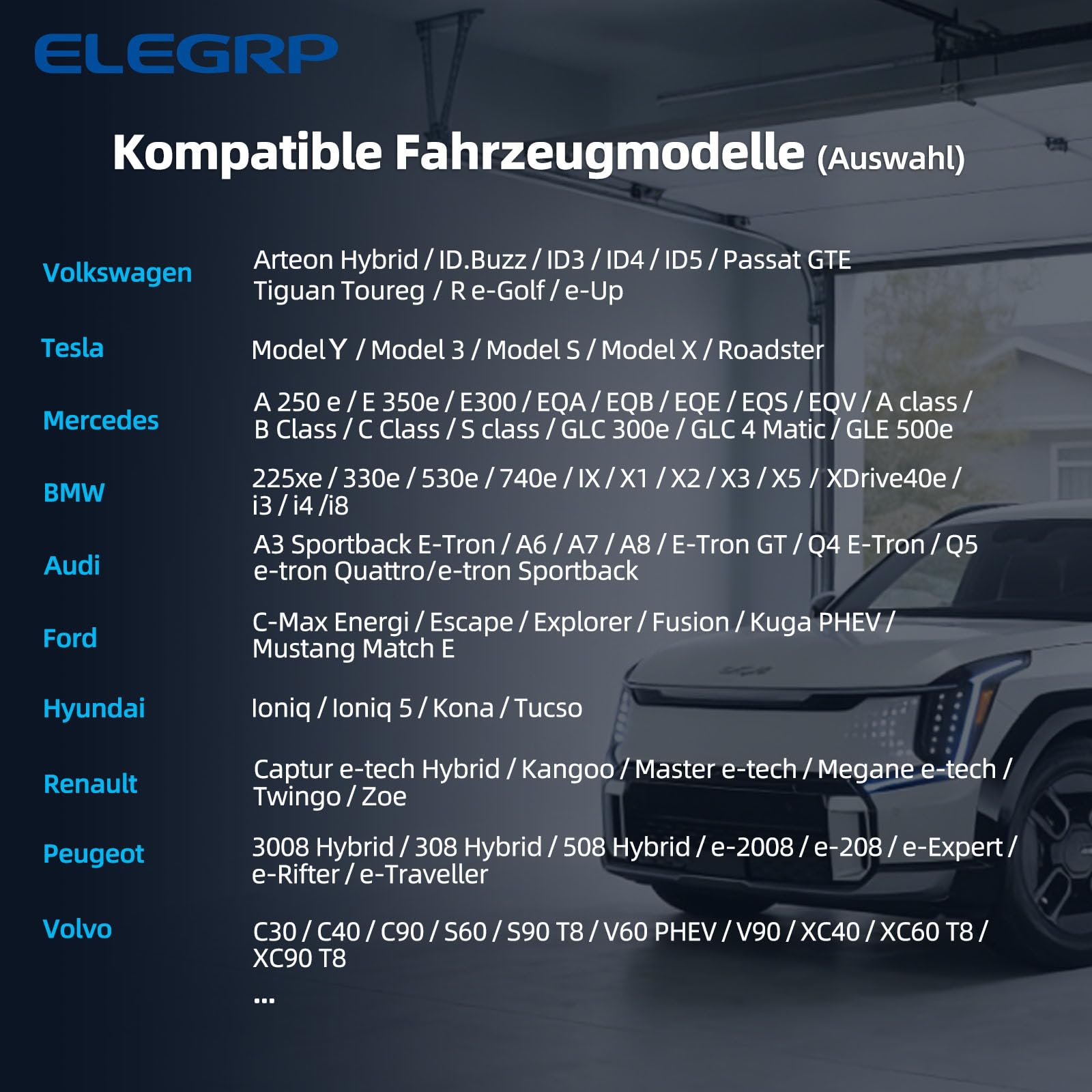 ELEGRP Typ 2 Ladekabel Schuko 7m, 3,68kW (1-phasig, 6-16A einstellbar) – Mobile Ladestation mit verzögertem Ladestart, IP66 wasserdicht, Plug & Play, kompatibel mit EVs & PHEVs (IEC 62196-2)