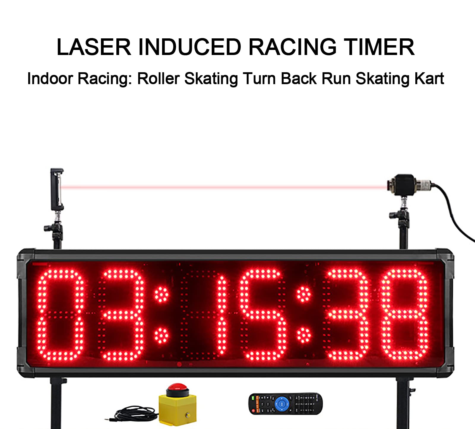 Reloj de carrera deportivo con cronómetro LED, cronómetro de pista, temporizador de cuenta regresiva digital, con sensor y soporte, para correr, carreras, carreras de caballos, patinaje sobre ruedas