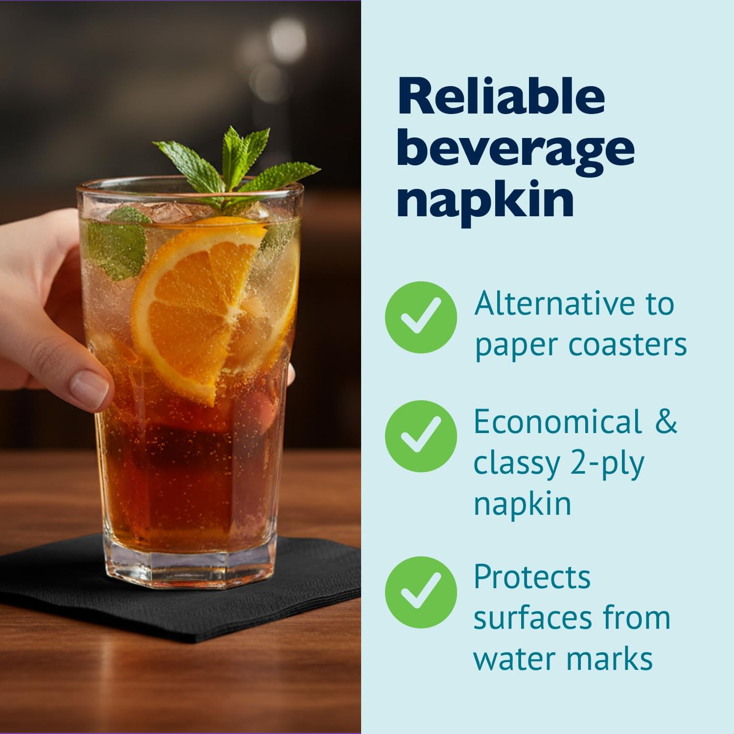 Morcon Valay - Servilletas de papel de 2 capas para servicio de alimentos y bebidas, servilletas negras comerciales de tamaño perfecto, 4 paquetes de 250 servilletas, 1000 unidades en total