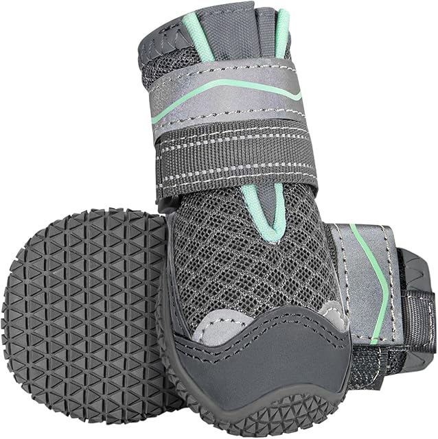 SlowTon Buty dla psów, ochrona łap, 2 sztuki, oddychające buty dla psów, z antypoślizgową podeszwą, regulowane, odblaskowe zapięcie na rzepy, buty dla małych, średnich i dużych psów