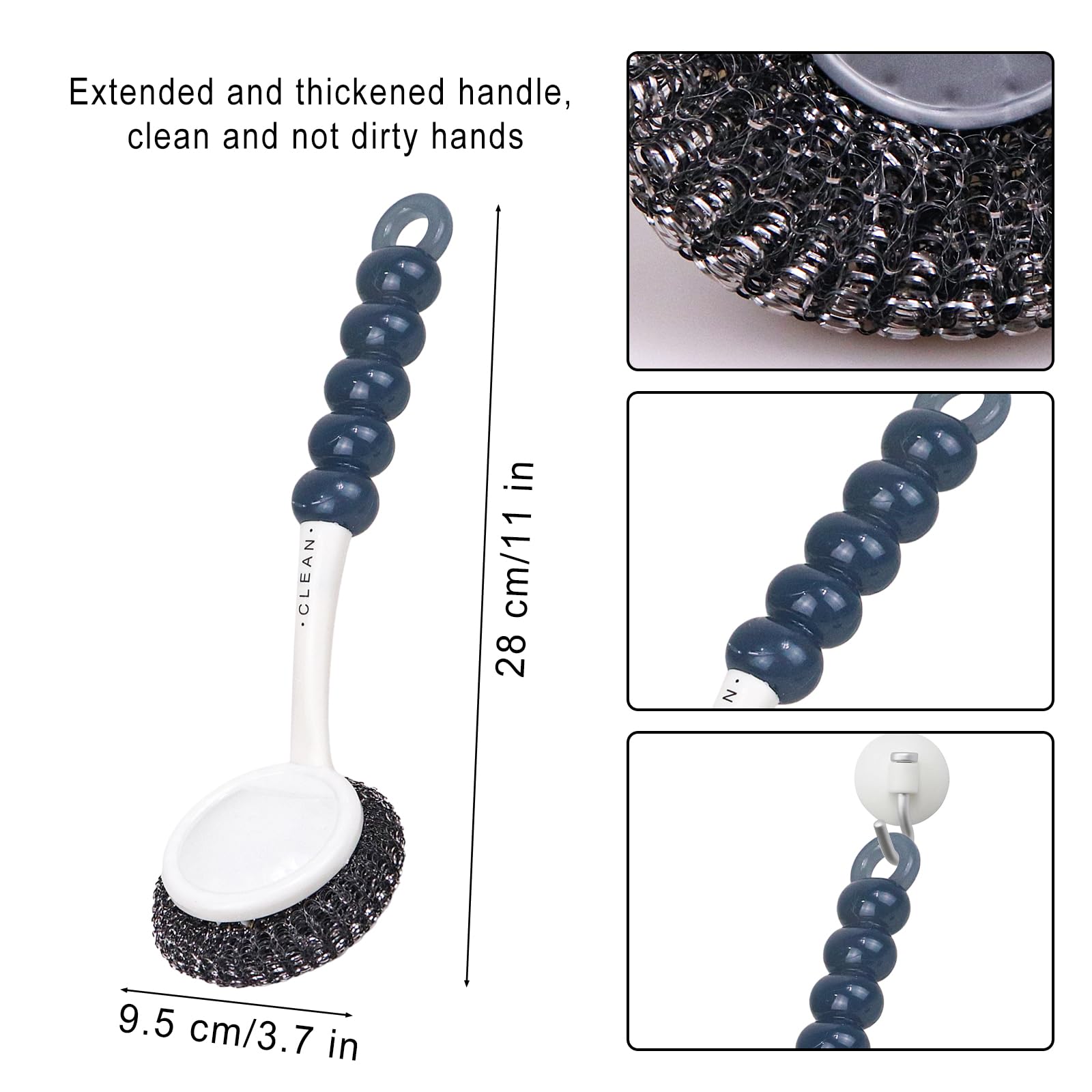 Stainless Steel Sponge Wool Scrubbers, Dish Metal Scrubber Dishwashing Sponge Dishes Scrub - Image 3