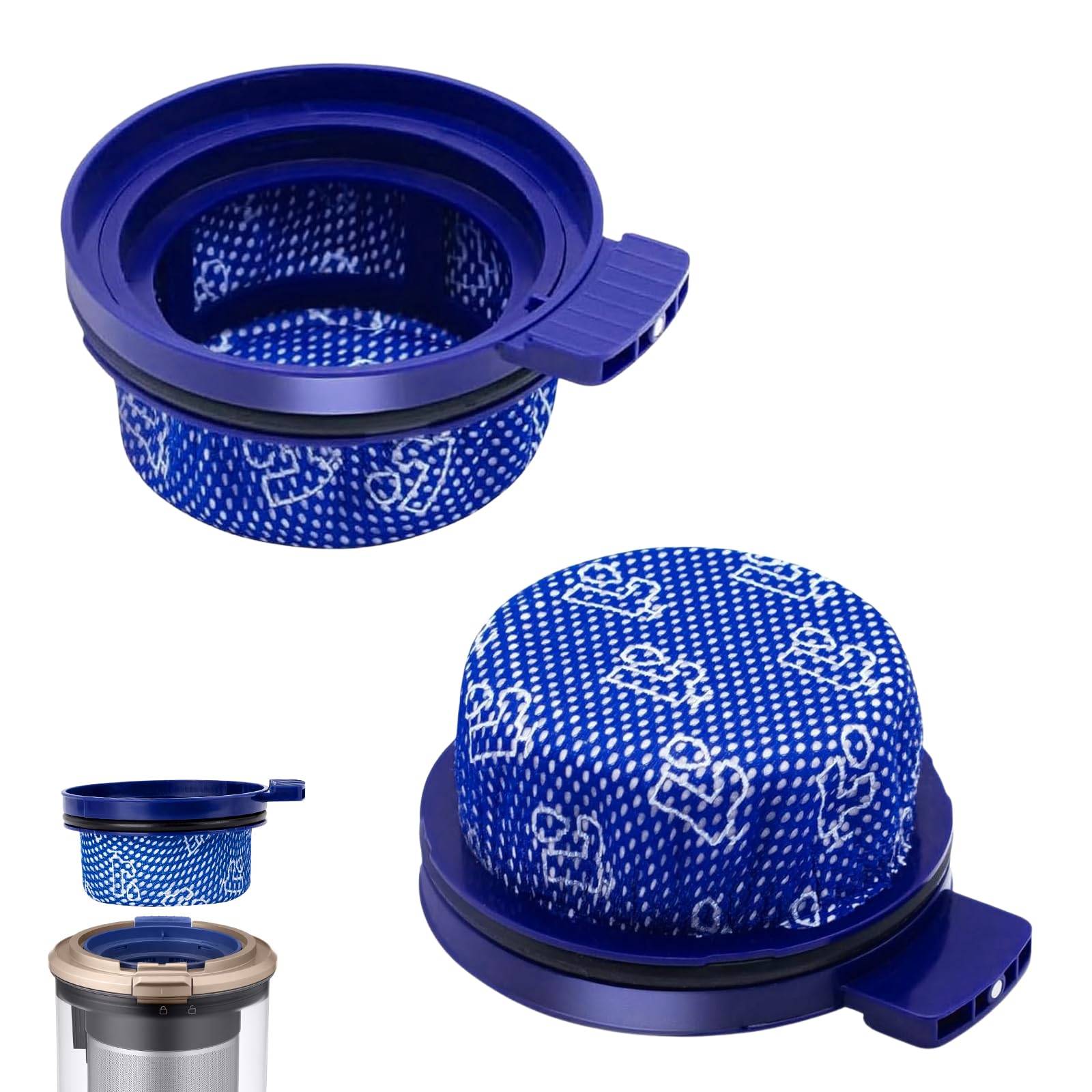 Pack of 2 Vacuum Cleaner Filters, Washable Micro Filter, Vacuum Cleaner Filter Accessories, Compatible with Samsung Bespoke VS20A95923W, VS20A95823W/SA, VS20A95993W/SA、VS20A95973B/SA