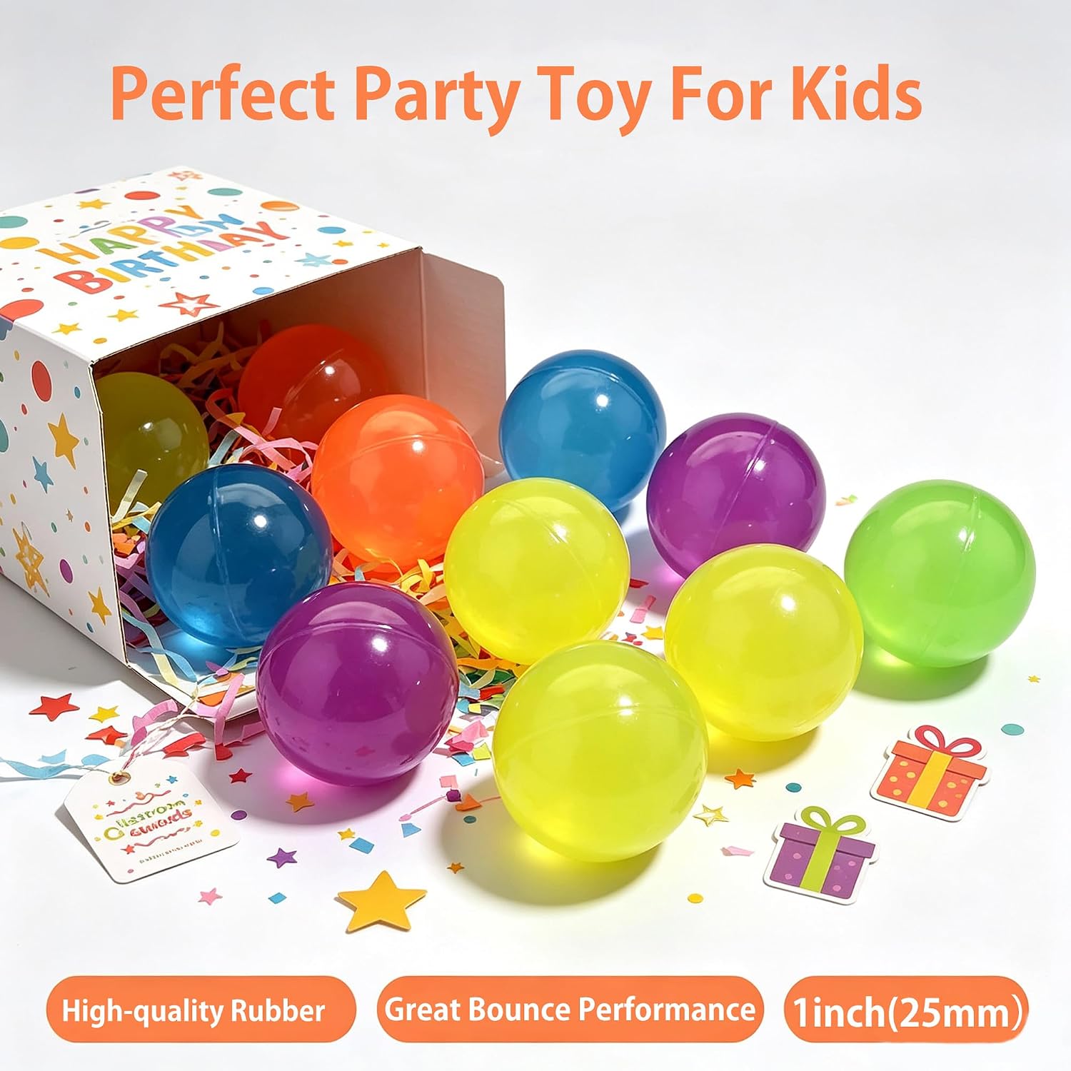 32mm Glow in The Dark Bouncy Balls (45 Piece) Glow-in-The-Dark Style, Large Party Favor Pack for Kids，Birthdays Gift Classroom，Toys for Kids Party Favors