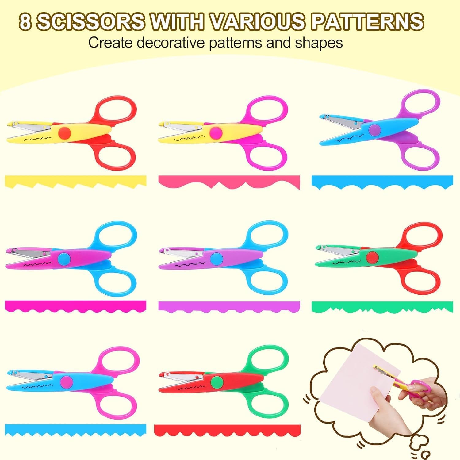 Craft Scissors Decorative Paper Edge Scissor Set, Set of 8