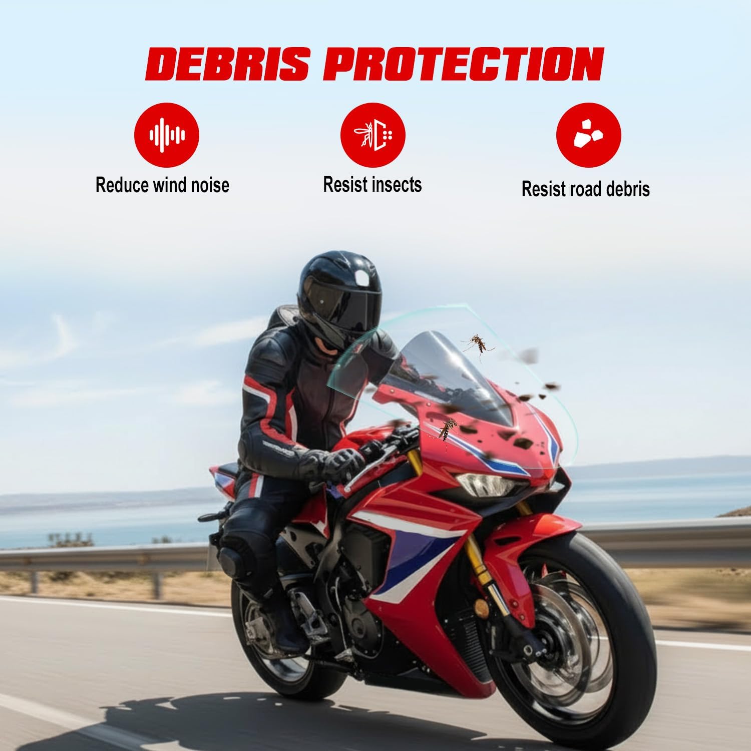 Motorcycle Windshield Deflector Double Bubble Windscreen Fit for CBR650R CBR 650R 2019 2020 2021 2022 2023 2024 2025 Wind Shield Screen Visor Flyscreen, Black