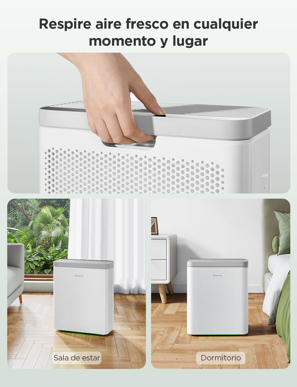 GoveeLife Smart Luftreiniger für große Räume bis 97 m², PM2.5-Monitor, HEPA-Schlafmodus, 3-in-1 Luftreinigungsfilter mit App- und Alexa- Steuerung für Tierhaare, Pollen,Perfekt für Allergiker