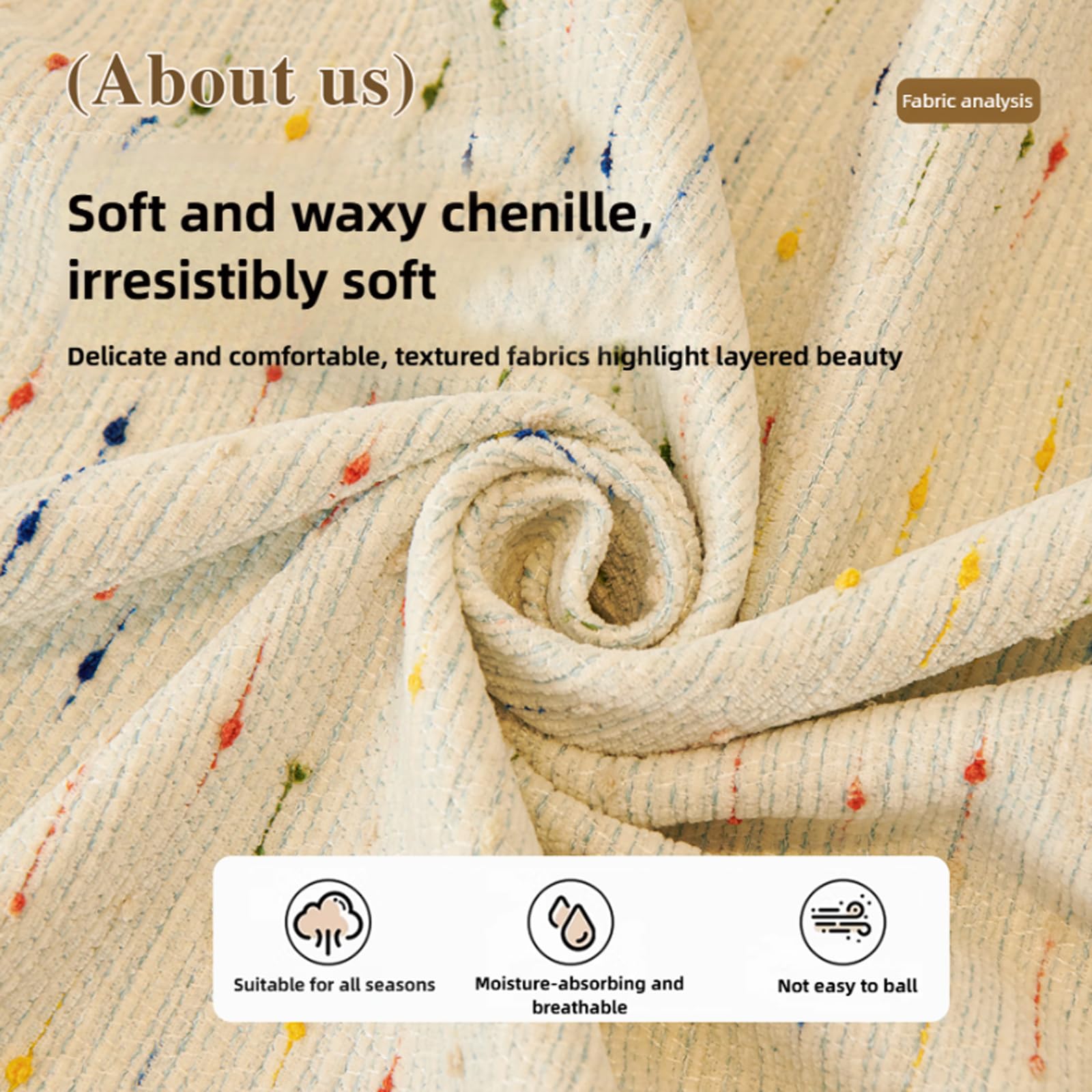 Chenille-Sofabezug, wendbar und waschbar, elastische Bänder für Sektionalcouch, haustierfreundliche Passform, Wohnzimmer-Komfort, 180–180 cm