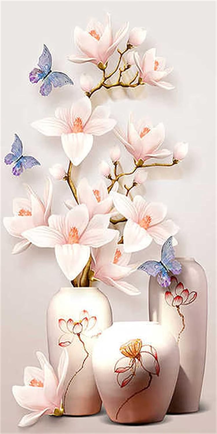 DIY 手作り ダイヤモンドアート キット 花瓶の花 図柄印刷