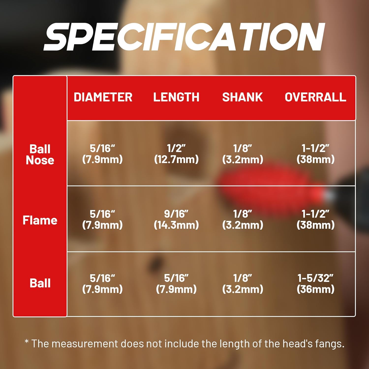 EZARC Tungsten Carbide Rotary Burr Kit, 1/8’’ Shaft Wood Carving Bits, Very Coarse Engraving & Material Removal Tool with Storage Case, 3-Piece