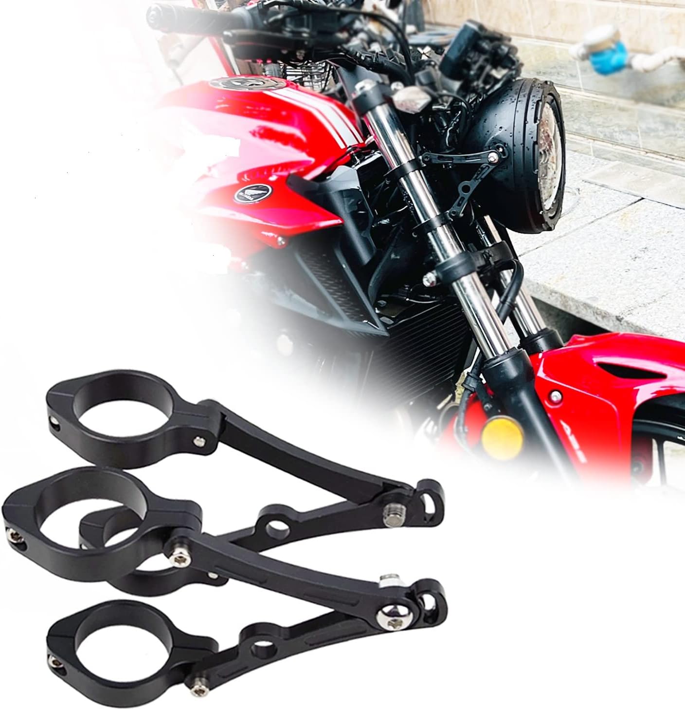 Aluminum Alloy Motorcycle Headlight Bracket 42-46mm Black Headlamp CNC Fork Tube Side Mount Bracket for Most Motorbikes Aluminum Alloy Motorcycle Headlight Bracket 42-46mm Black Headlamp CNC Fork Tube Side Mount Bracket for Most Motorbikes