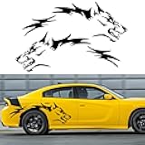 TOMALL 50'' 2Pcs Wolf Car Sticker Decal for Car Body Side Stickers Auto Wolf Graphics Racing Sports Stripes Stickers for SUV Off-Road Vehicles Car Hood Trunk Universal Waterproof Vinyl Sticker (Black)
