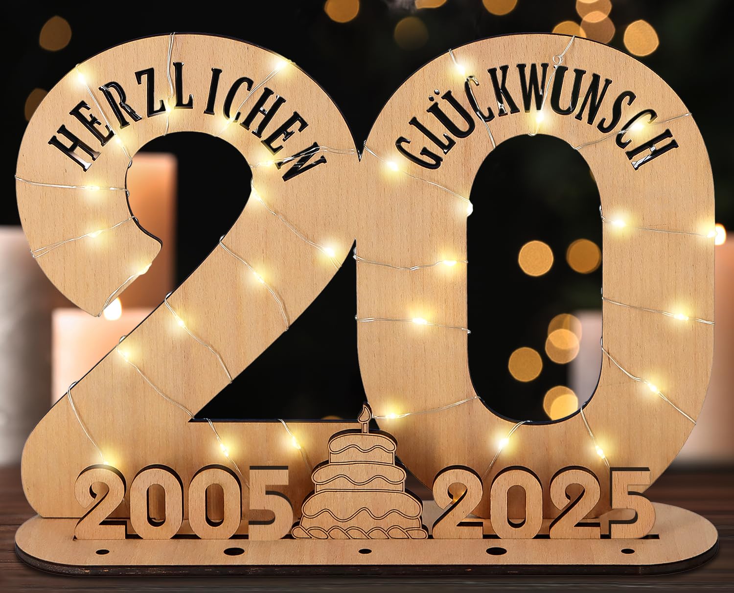 Giftota 20th Birthday LED Holzschild