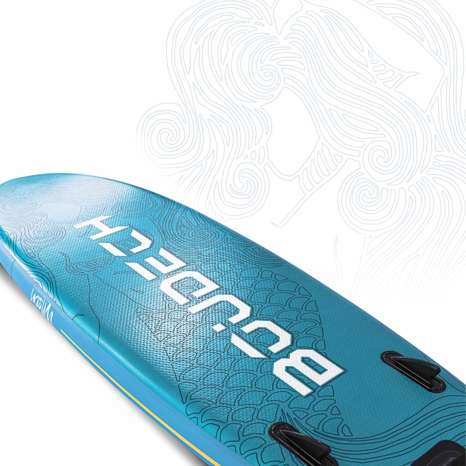 Stand Up Paddle Board Allround - Tavola da SUP gonfiabile 275X80X15 cm con pagaia, cavigliera, gonfiatore, kit riparazione e borsa da trasporto. Idonea per principianti. Peso Max 140kg