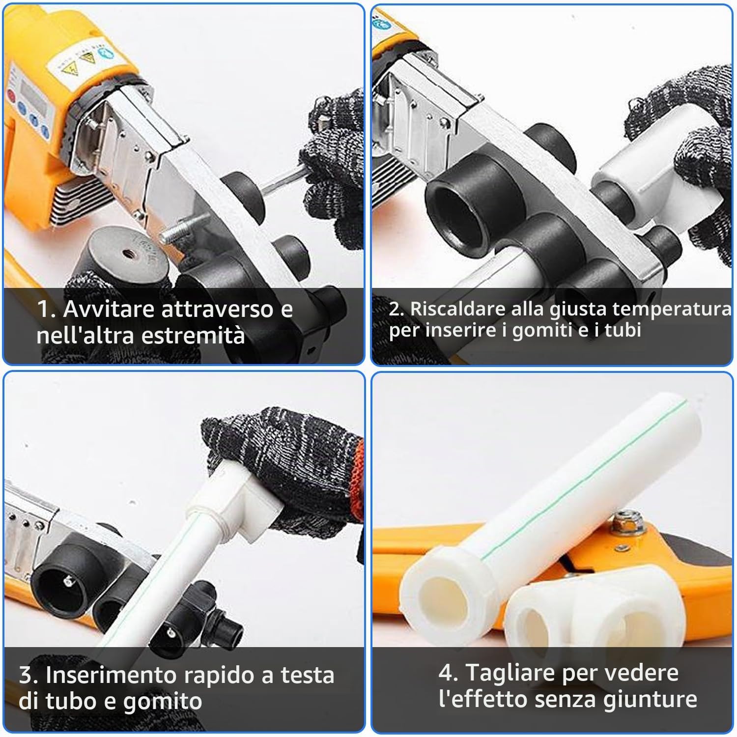 Saldatrice a Manicotto Professionale, con Display Digitale, Saldatrice a Tubi da 20-63 mm, in Plastica Saldatrice per Saldatura a Testa Piatta PPR, PE, PVC, PP, PB, PPN