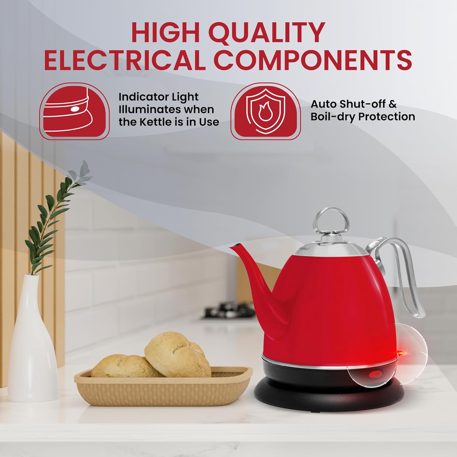 Chantal Mia Electric Kettle, 32 oz (Chili Red)